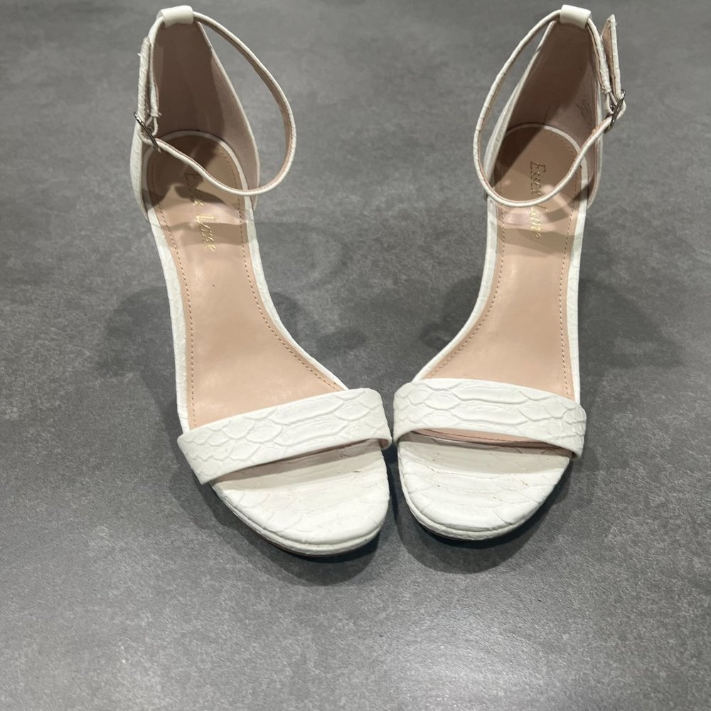 Essex Lane White Snake Skin Sandal - Size 7.5